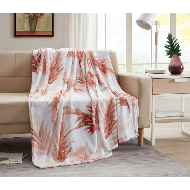 Fleece Blanket Home Decor Tropical Flower Palm Leaf Ultra-Soft Micro Lightweight Throw Blanket for Living Couch Bed Room 